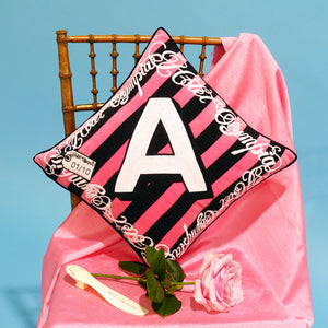 Pink striped alphabet pillow
