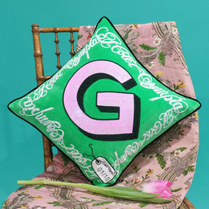 Kelly green alphabet pillow