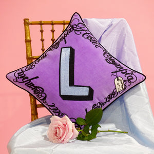 Lilac alphabet pillow