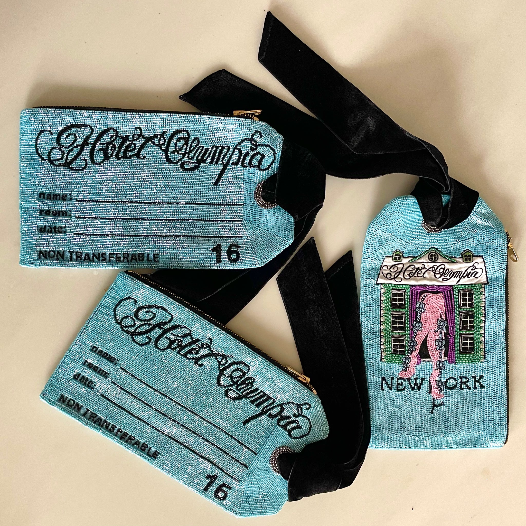 Blue luggage tag bag